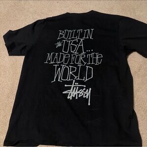 Stussy Black Tee with White Text